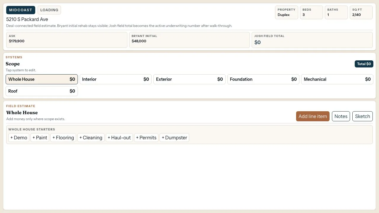 MidCoast Field Estimator